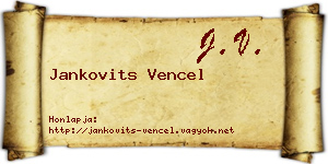 Jankovits Vencel névjegykártya